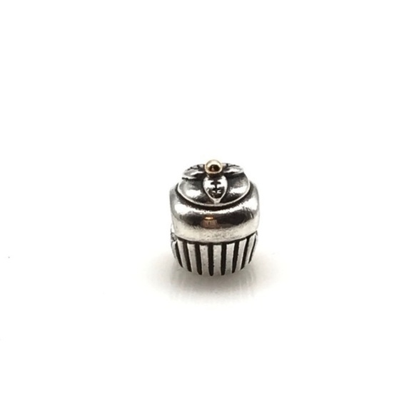Pandora 925 & 14K Two Tone Bakery Cupcake Dessert Food Rare Retired Bead Charm - Picture 3 of 7
